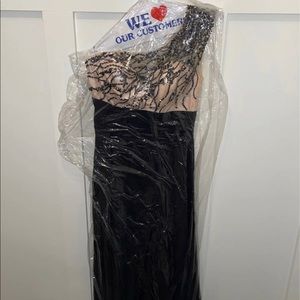 Black & Nude Evening Floor Length Gown